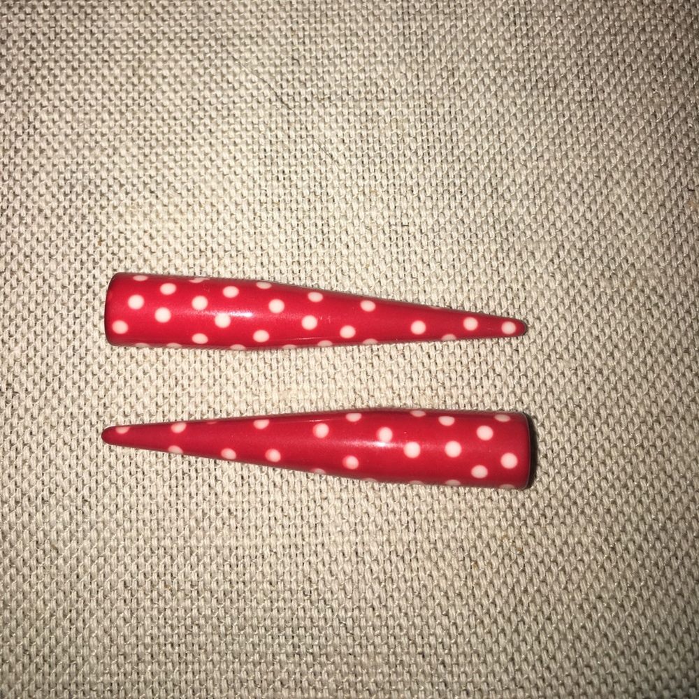 Red with white polka dots size zero gauges